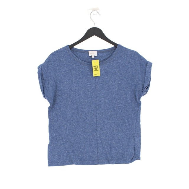 East Women's T-Shirt UK 10 Blue Viscose with Cotton, Linen
