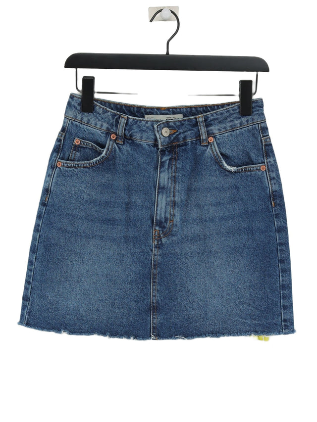 Topshop Women's Mini Skirt UK 10 Blue 100% Cotton