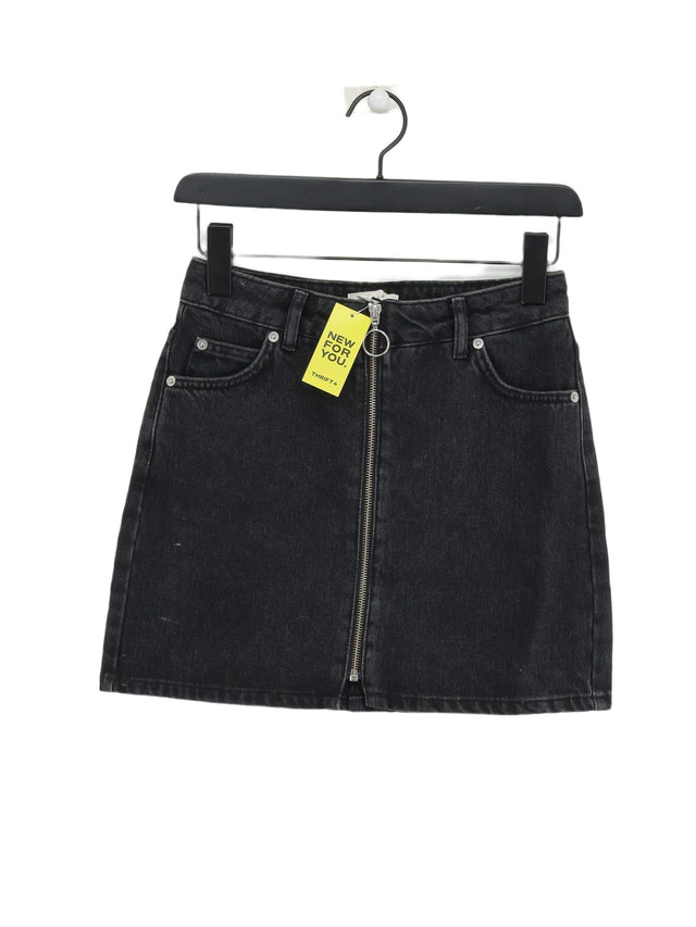 Topshop Women's Mini Skirt UK 6 Black 100% Cotton