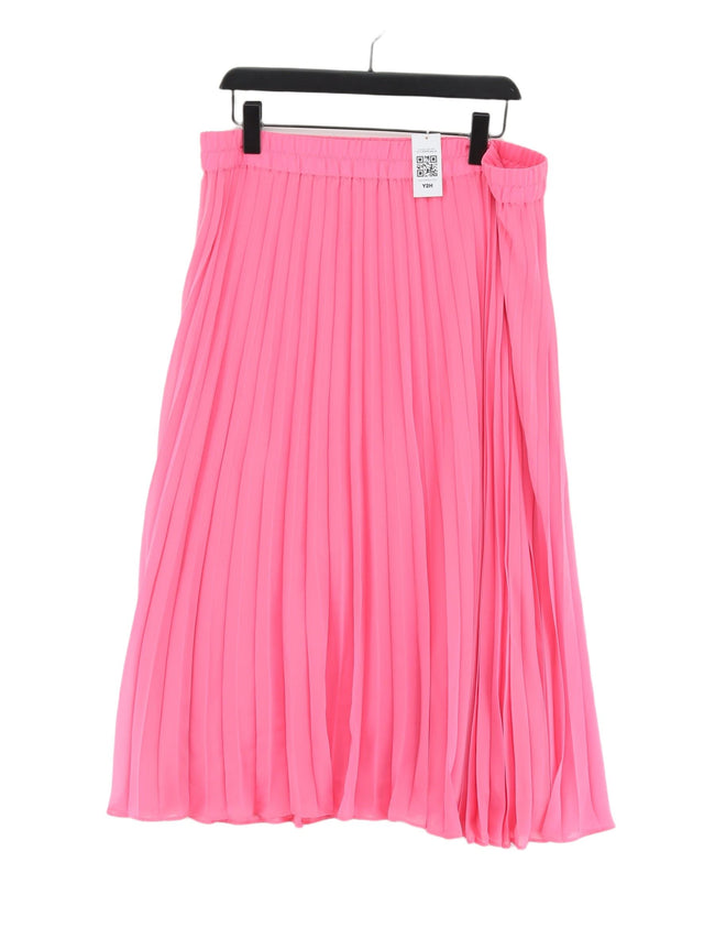 Monki Women's Maxi Skirt XL Pink Polyester with Linen
