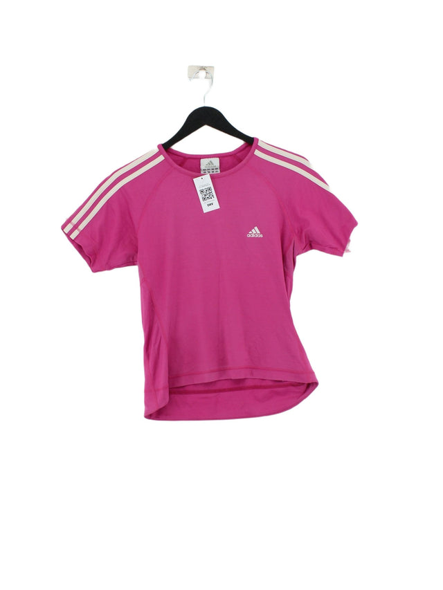 Adidas Women's T-Shirt UK 12 Pink Polyamide with Elastane