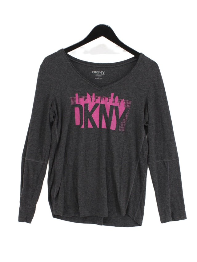 DKNY Women's Top L Grey Cotton with Viscose