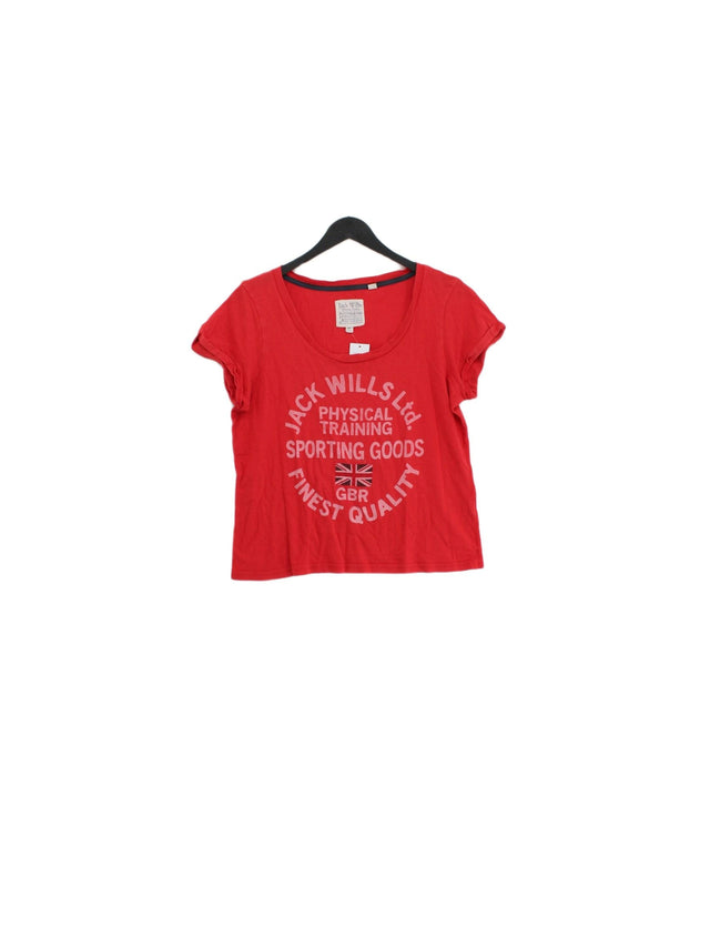 Jack Wills Women's T-Shirt UK 8 Red 100% Cotton