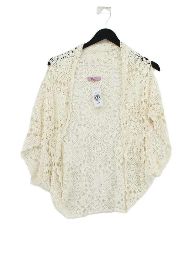 Monsoon Women's Cardigan UK 12 Cream 100% Cotton