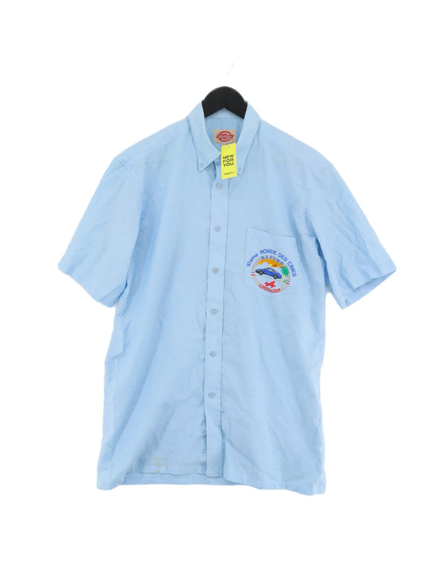 Dickies Men's Shirt Chest: 40 in Blue Cotton with Polyester