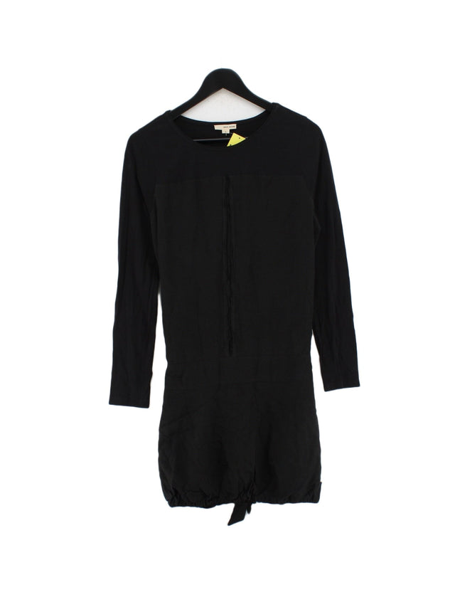 DKNY Women's Midi Dress UK 8 Black Viscose with Cotton, Polyester