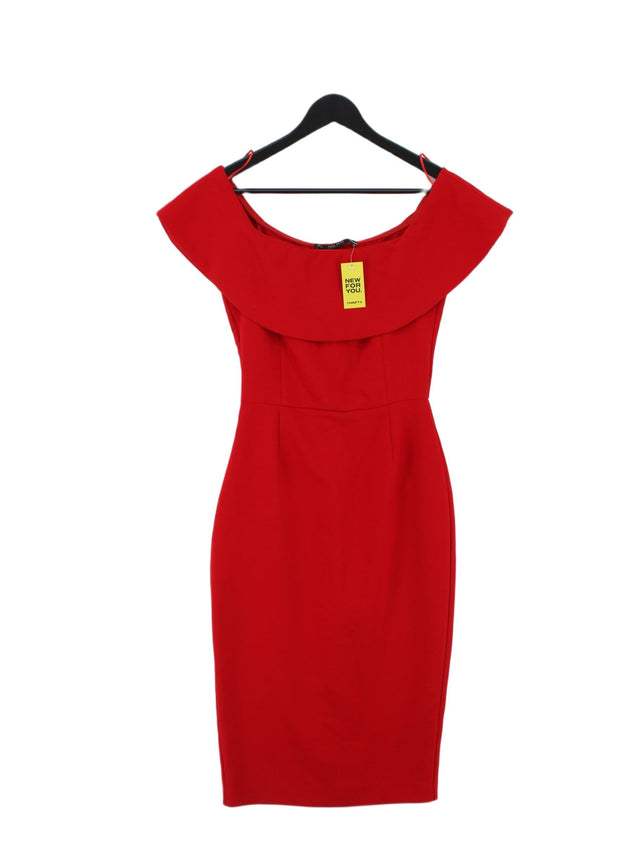 Zara Women's Midi Dress S Red 100% Polyester