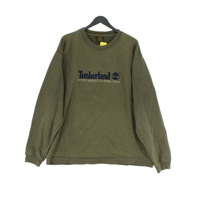 Timberland Men's Jumper XL Green Cotton with Polyester