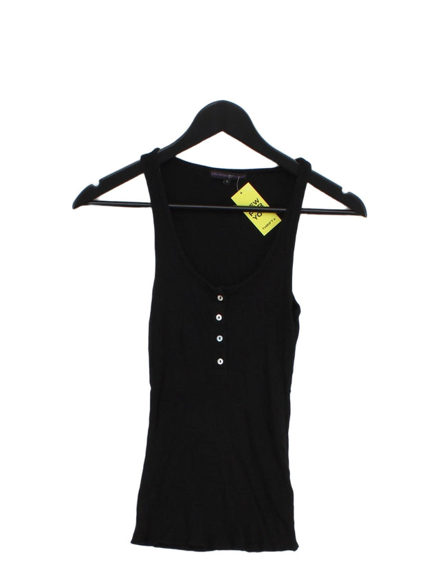 Topshop Women's T-Shirt UK 6 Black Cotton with Lyocell Modal