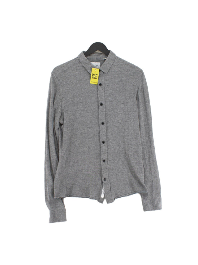 Only & Sons Men's Shirt M Grey 100% Cotton