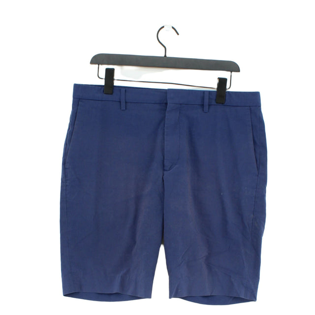 Uniqlo Men's Shorts L Blue Cotton with Polyester, Spandex