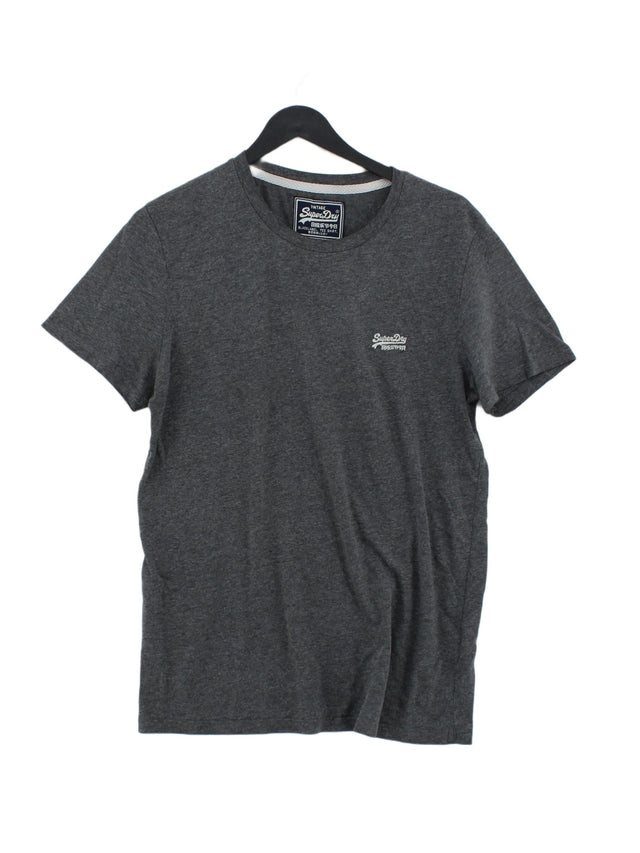 Superdry Men's T-Shirt L Grey Cotton with Polyester