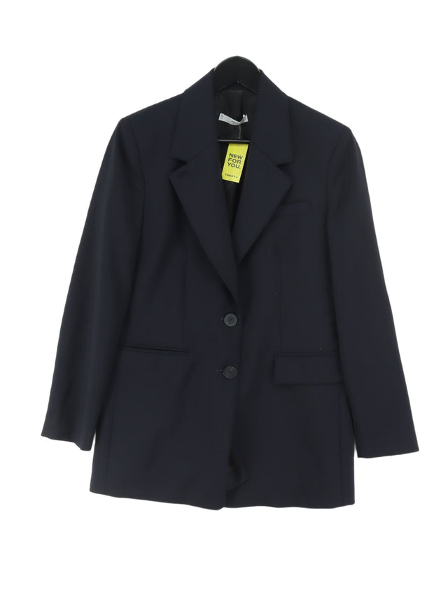 MNG Women's Blazer S Blue Wool with Polyester, Viscose