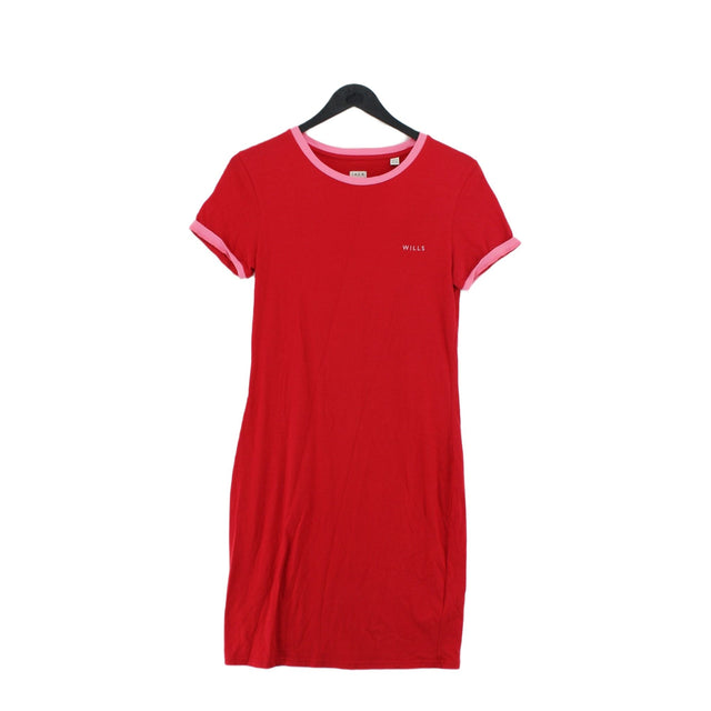 Jack Wills Women's Midi Dress UK 10 Red 100% Cotton