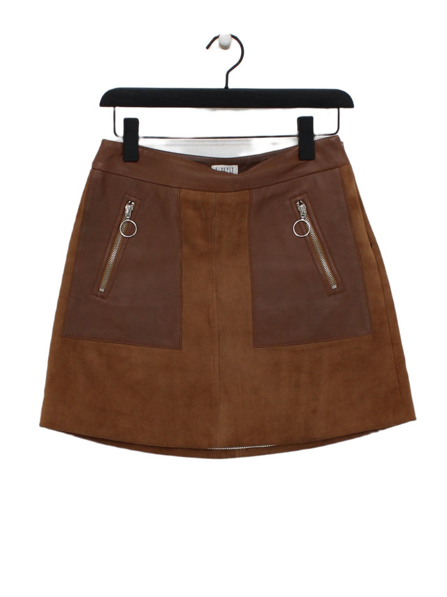 Claudie Pierlot Women's Midi Skirt W 29 in Brown Leather with Other, Polyester