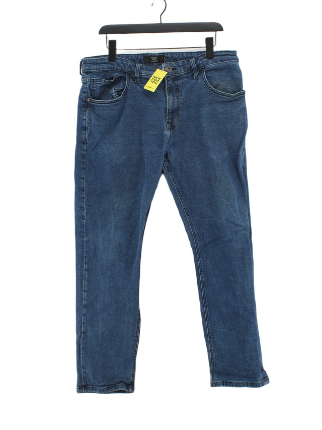 Next Men's Jeans W 38 in Blue Cotton with Elastane, Other