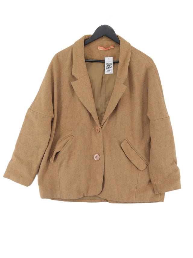Oh My Love Women's Coat M Tan Polyester with Wool