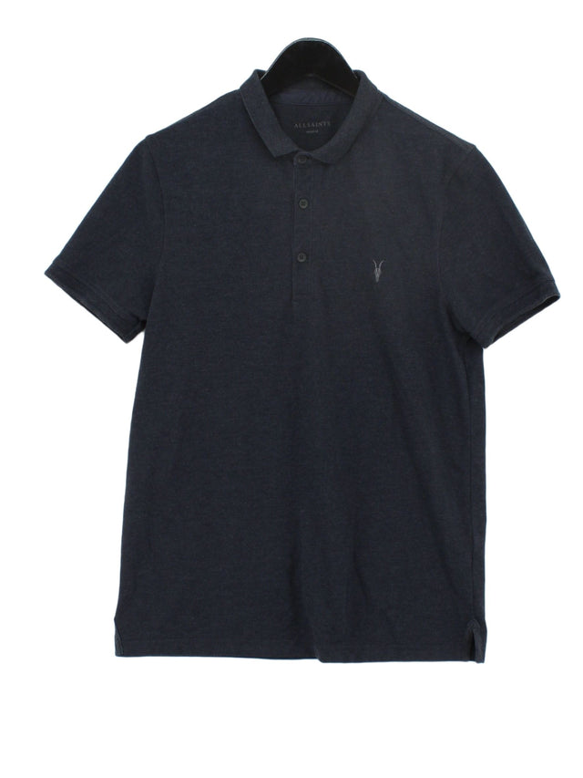 AllSaints Men's Polo M Grey Cotton with Polyester