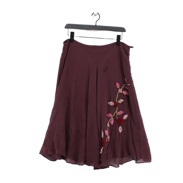 L.K. Bennett Women's Midi Skirt UK 14 Purple 100% Silk