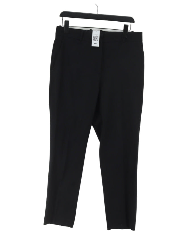 Reiss Women's Suit Trousers UK 12 Black Wool with Elastane, Polyester