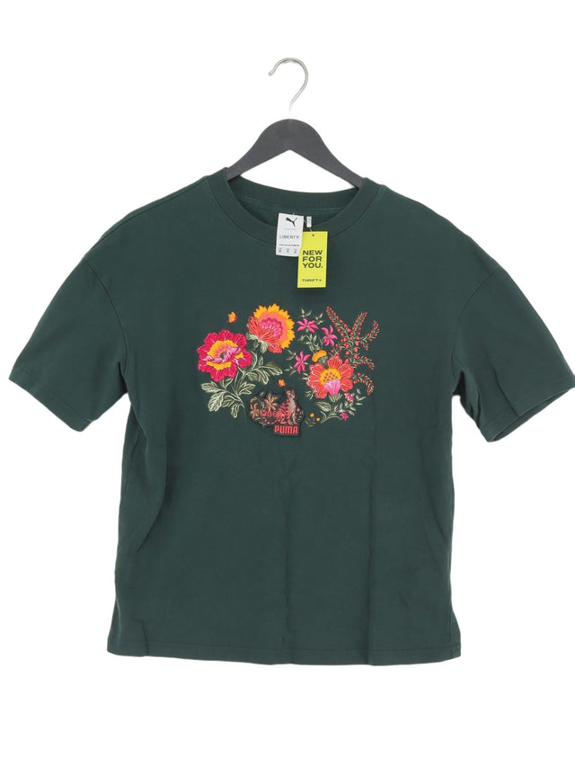 Puma X Liberty Women's T-Shirt XS Green Cotton with Polyester