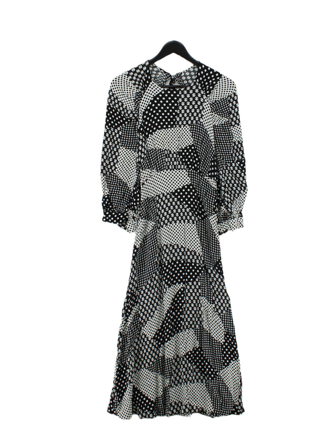 Oliver Bonas Women's Midi Dress UK 14 Black Viscose with Wool