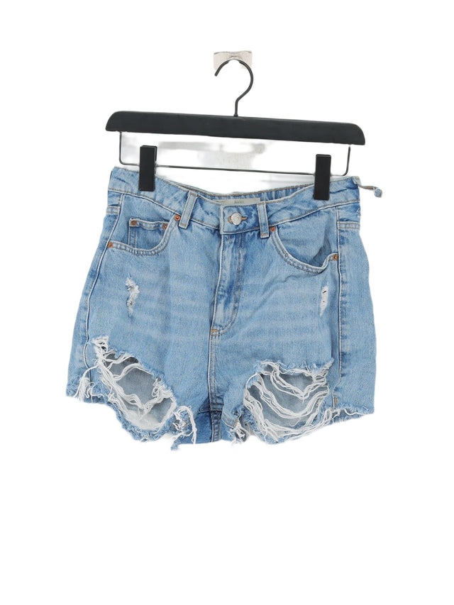 Topshop Women's Shorts UK 10 Blue Cotton with Polyester