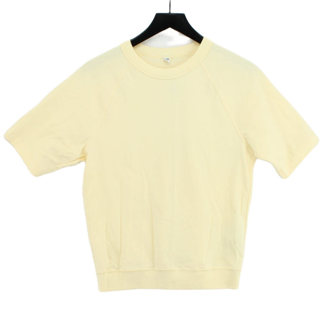 Uniqlo Men's T-Shirt XXS Yellow Cotton with Polyester