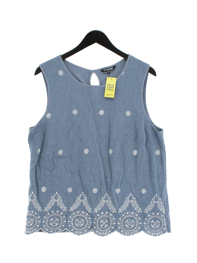 The Collection Women's Top UK 18 Blue Cotton with Polyester