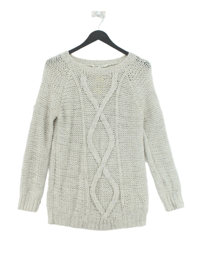FatFace Women's Jumper S White Acrylic with Wool