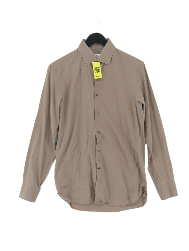 Reiss Men's Shirt S Brown Cotton with Elastane