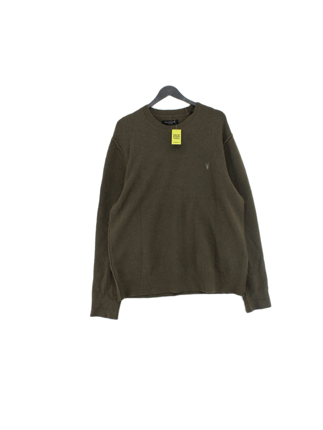 AllSaints Men's Jumper XXL Green Viscose with Wool