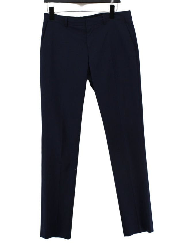 Selected Homme Men's Suit Trousers W 33 in Blue Polyester with Elastane, Viscose