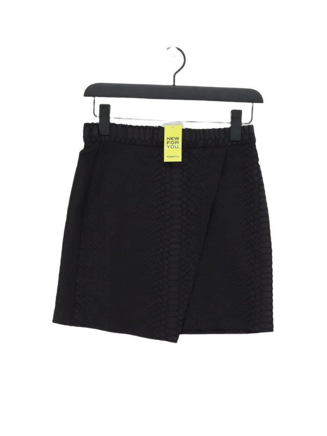 Topshop Women's Midi Skirt UK 8 Black Cotton with Polyester