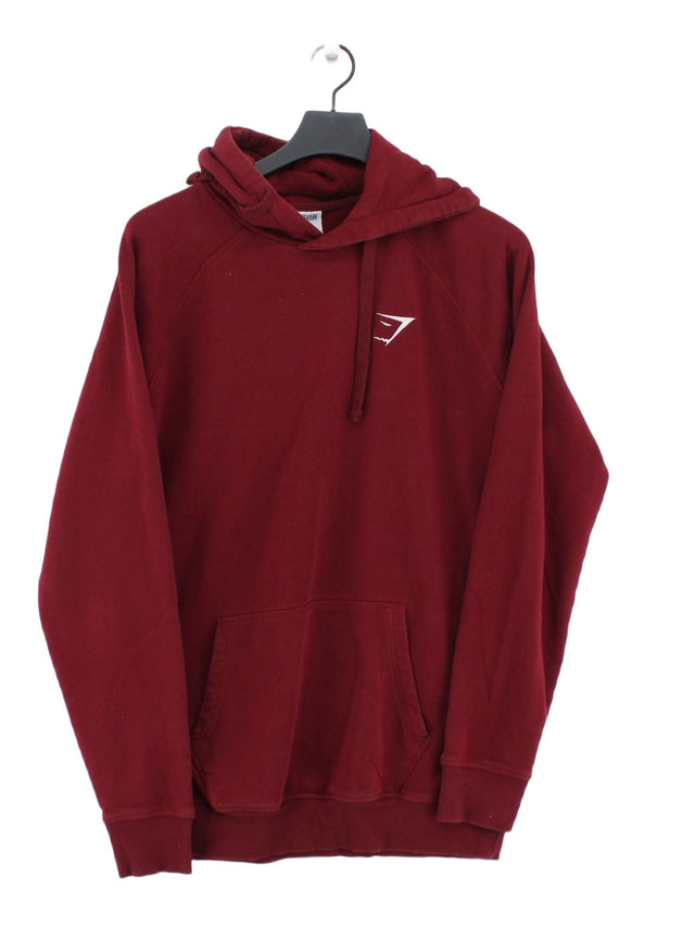 Gymshark Men's Hoodie L Red Cotton with Polyester
