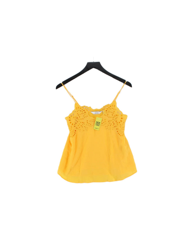 & Other Stories Women's T-Shirt UK 4 Yellow Viscose with Polyester