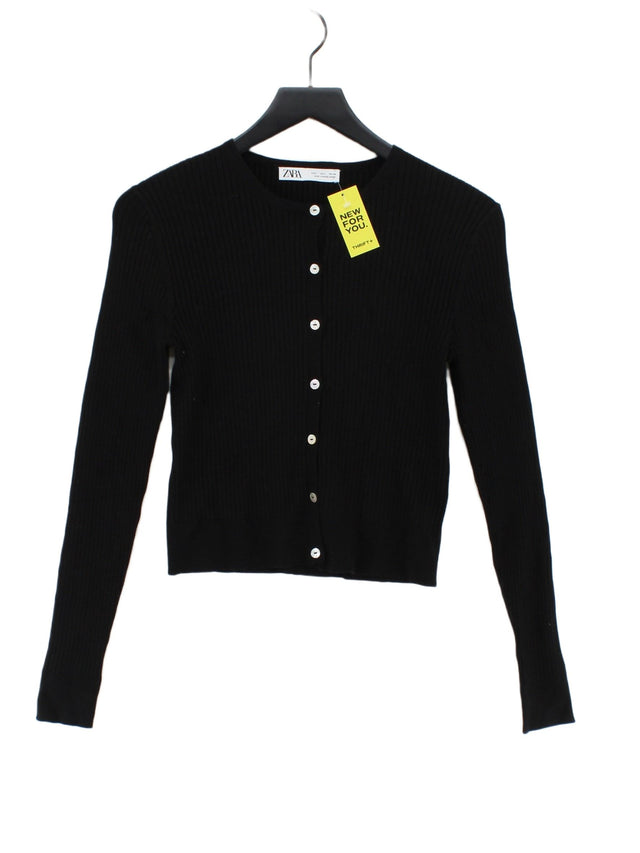 Zara Women's Cardigan L Black Polyamide with Polyester, Viscose