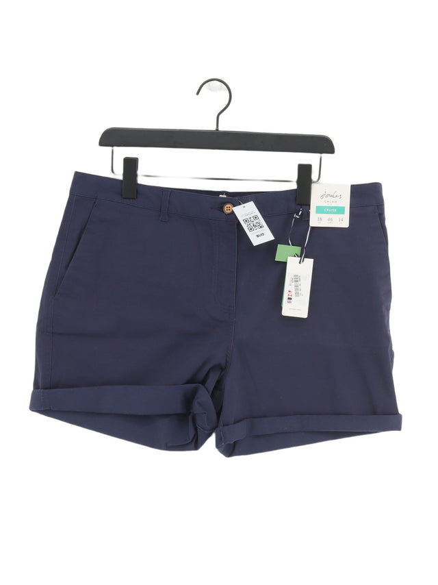 Joules Women's Shorts UK 18 Blue Cotton with Elastane, Lyocell Modal