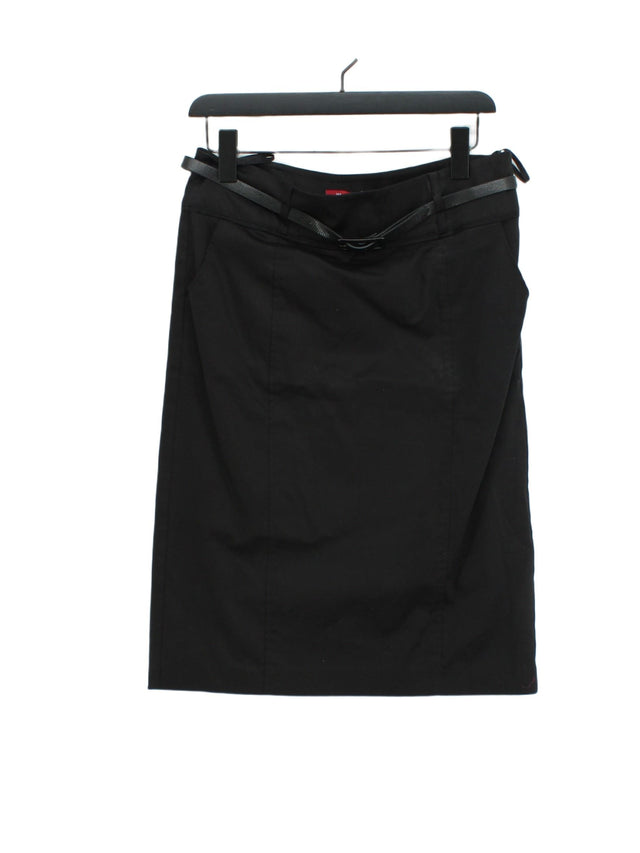 Monsoon Women's Midi Skirt S Black Cotton with Elastane, Polyester