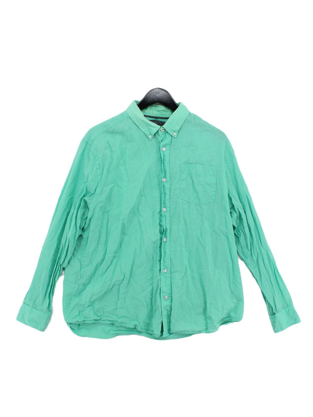 Maine Men's Shirt L Green Linen with Cotton