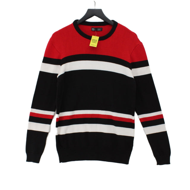 Bershka Men's Jumper M Red Acrylic with Cotton