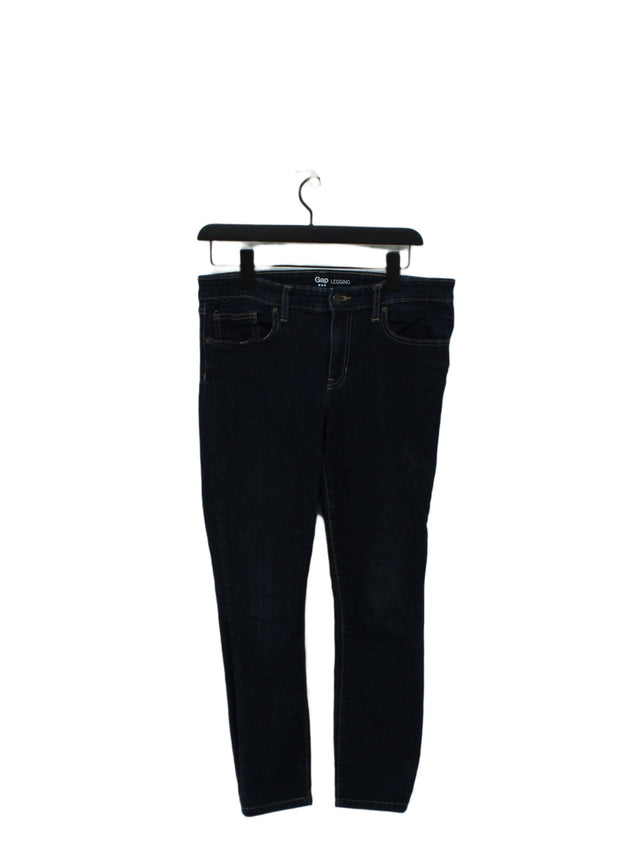 Gap Women's Leggings UK 14 Blue Cotton with Elastane, Polyester, Spandex