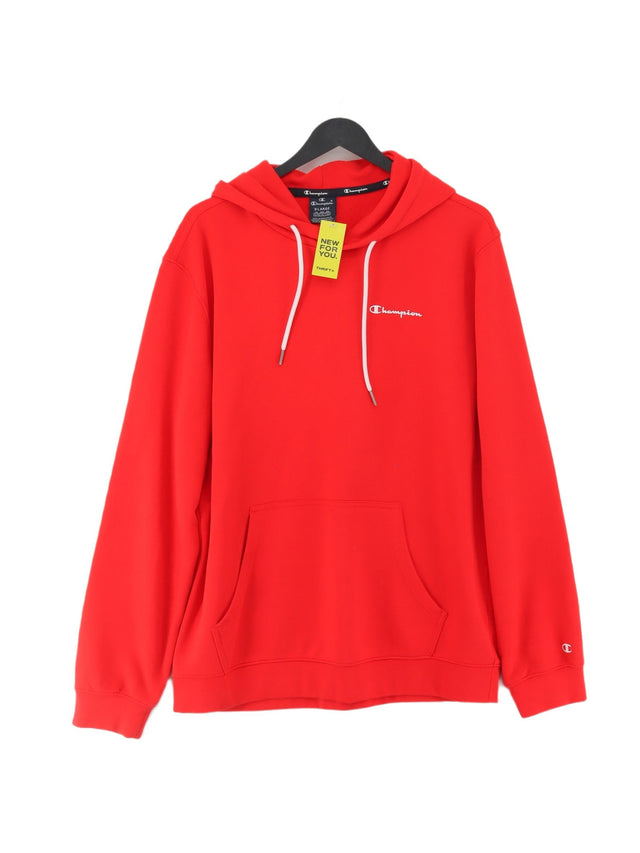 Champion Men's Hoodie XL Red Cotton with Elastane, Polyester