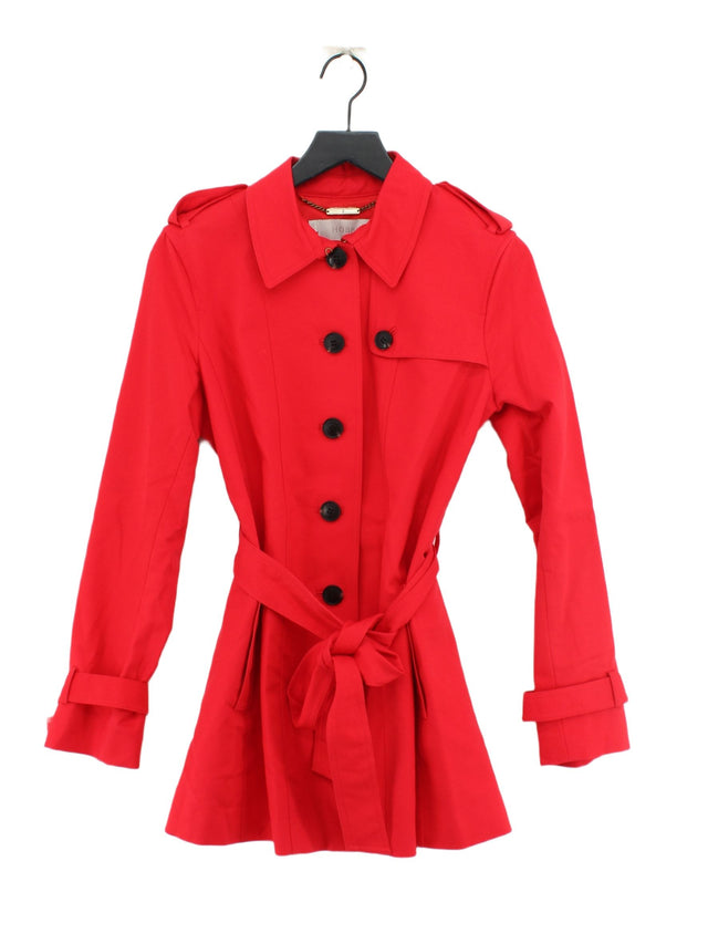 Hobbs Women's Coat UK 12 Red Cotton with Elastane