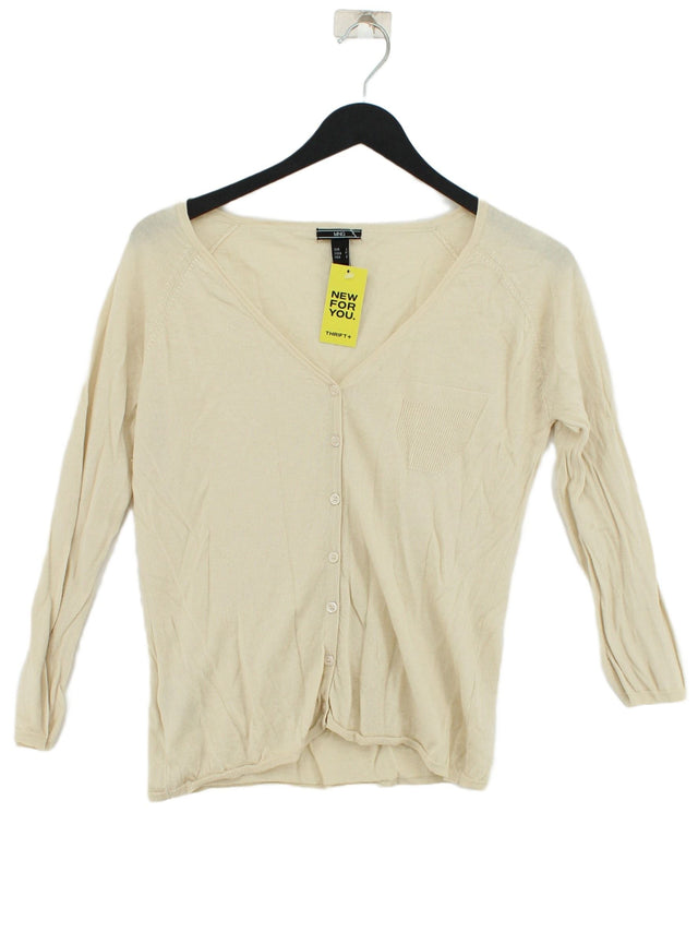 Mango Women's Cardigan L Cream Silk with Wool