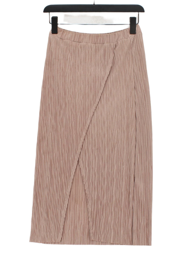 Topshop Women's Midi Skirt UK 8 Tan 100% Polyester