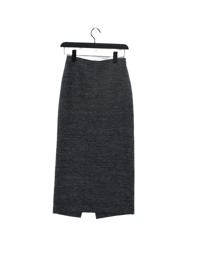 Zara Women's Midi Skirt XS Grey Cotton with Acrylic, Polyester, Wool