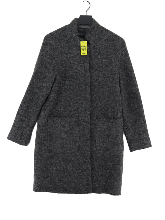 Selected Femme Women's Coat UK 8 Grey Polyester with Wool