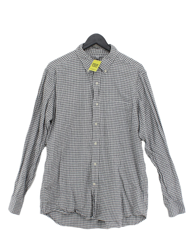 Uniqlo Men's Shirt L Grey 100% Cotton