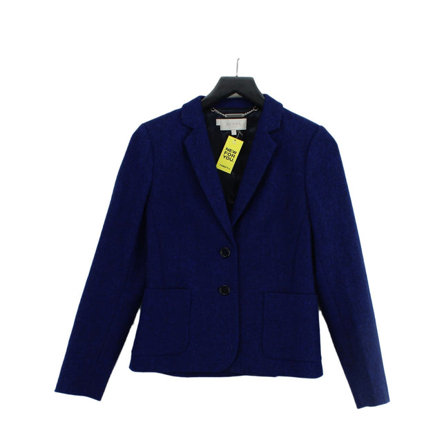 Hobbs Women's Blazer UK 8 Blue Wool with Rayon, Viscose